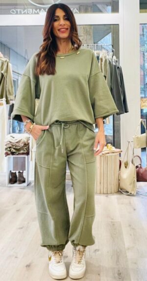 KIKISIX PANTALONE IN FELPA