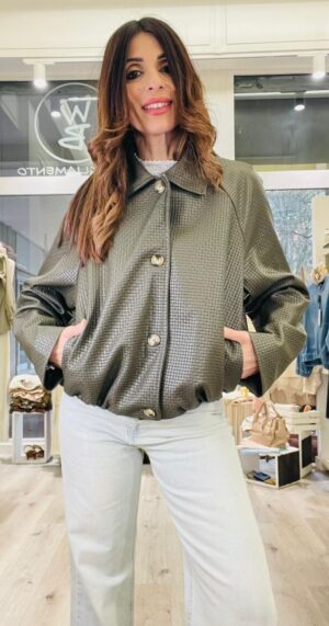 HAVEONE GIACCA BOMBER ECOPELLE INTRECCIATO