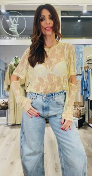 SUSY MIX MAGLIA PIZZO CON MANICOTTI