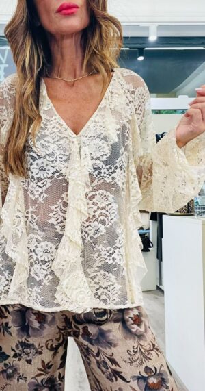 KIKISIX BLUSA PIZZO VOLANT