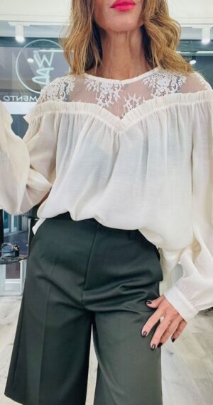 KIKISIX BLUSA SCOLLO PIZZO