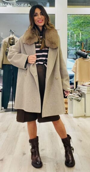 HAVEONE CAPPOTTO COLLO PELLICCIA