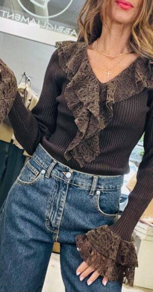 SUSY MIX MAGLIA V VOLANT PIZZO