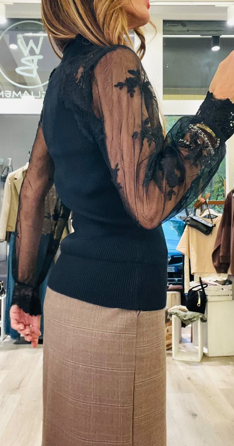 NAMASTE' MAGLIA MANICHE PIZZO - immagine 5