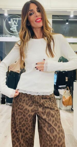 KIKISIX MAGLIA MANICA PIZZO